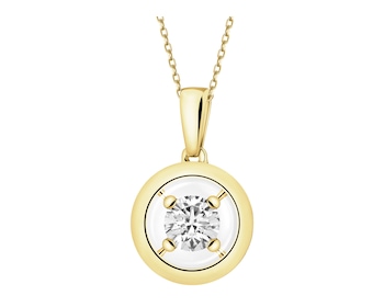 Zlatý přívěsek s briliantem - kruh - 0,16 ct - ryzost 585