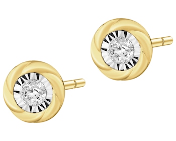 Náušnice ze žlutého a bílého zlata s brilianty - 0,10 ct - ryzost 585