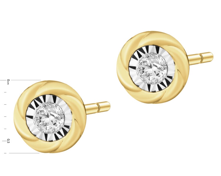 Kolczyki z żółtego i białego złota z brylantami - 0,10 ct - próba 585