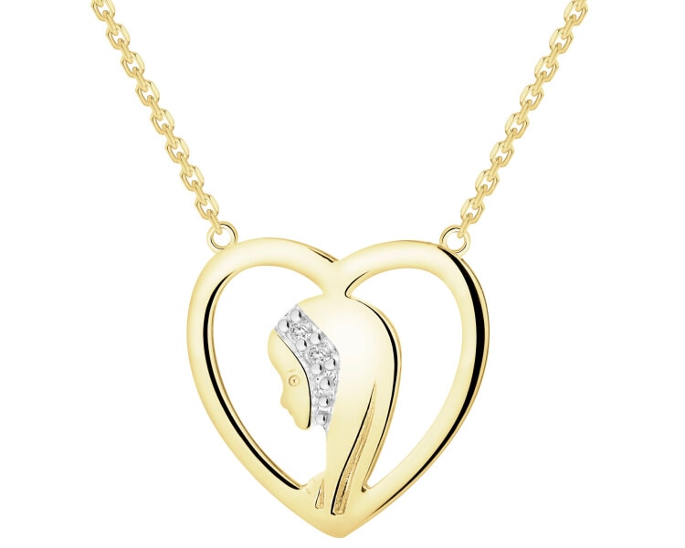 14 K Rhodium-Plated Yellow Gold Necklace with Diamonds - 0,006 ct - fineness 14 K