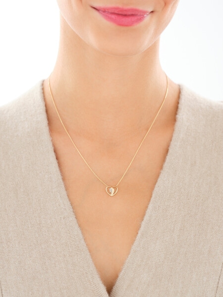 14 K Rhodium-Plated Yellow Gold Necklace with Diamonds - 0,006 ct - fineness 14 K