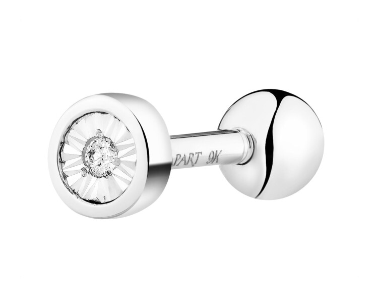 9 K Rhodium-Plated White Gold Piercing with Diamond - 0,005 ct - fineness 9 K
