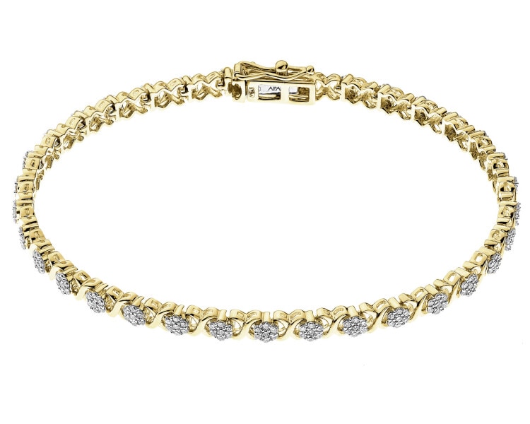 14 K Rhodium-Plated Yellow Gold Bracelet with Diamonds - 1,00 ct - fineness 14 K