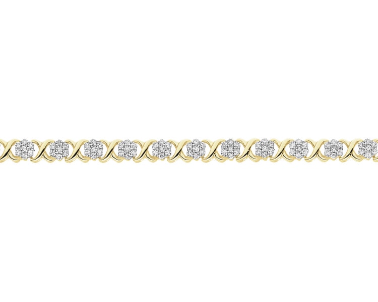 14 K Rhodium-Plated Yellow Gold Bracelet with Diamonds - 1,00 ct - fineness 14 K