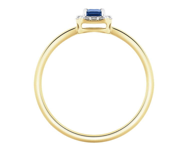 14 K Rhodium-Plated Yellow Gold Ring - fineness 14 K