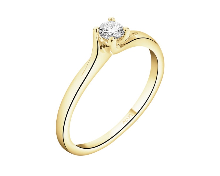 14 K Yellow Gold Ring with Diamond - 0,10 ct - fineness 14 K