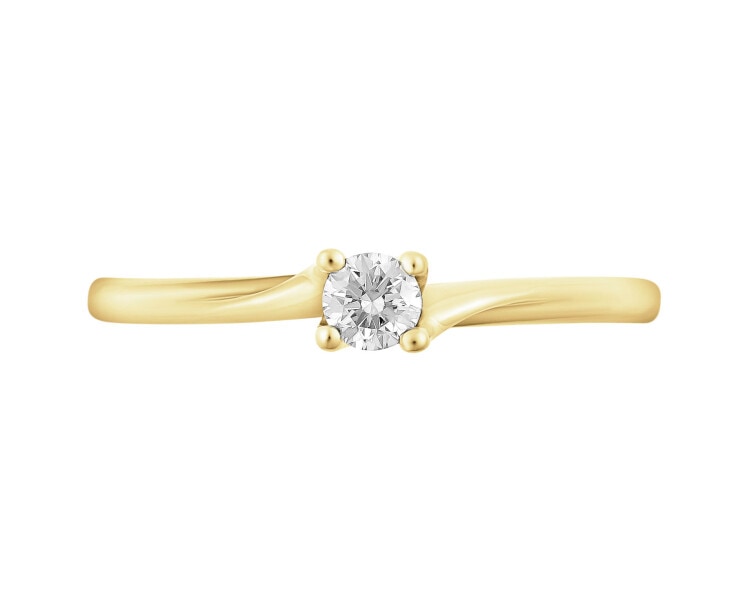 14 K Yellow Gold Ring with Diamond - 0,10 ct - fineness 14 K
