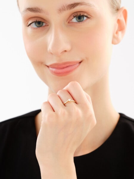 14 K Yellow Gold Ring with Diamond - 0,10 ct - fineness 14 K