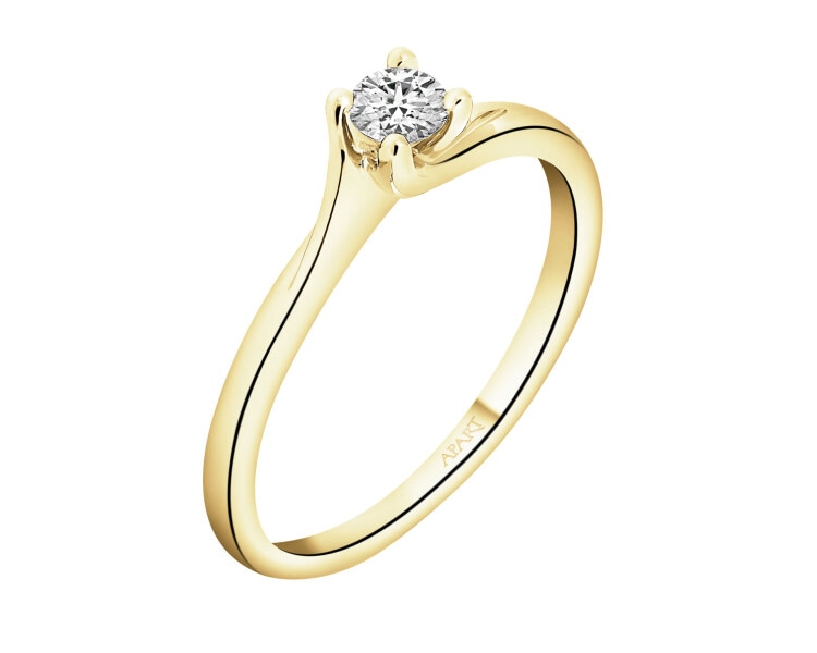 14 K Yellow Gold Ring with Diamond - 0,13 ct - fineness 14 K
