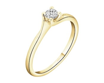 Pierścionek z żółtego złota z brylantem - 0,13 ct - próba 585