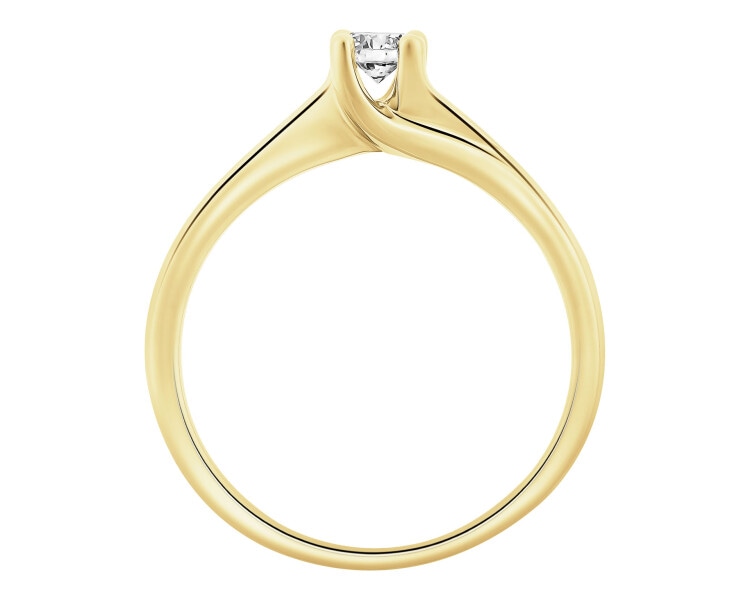 14 K Yellow Gold Ring with Diamond - 0,13 ct - fineness 14 K