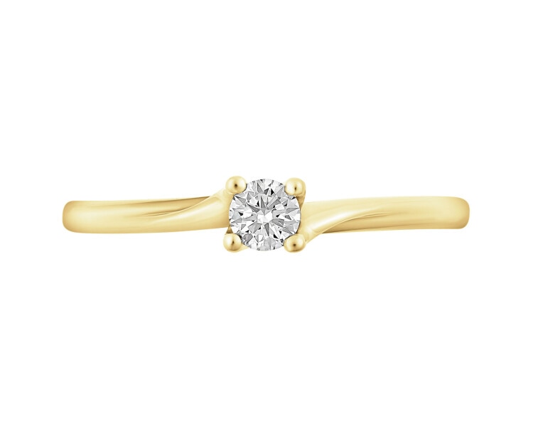 14 K Yellow Gold Ring with Diamond - 0,13 ct - fineness 14 K