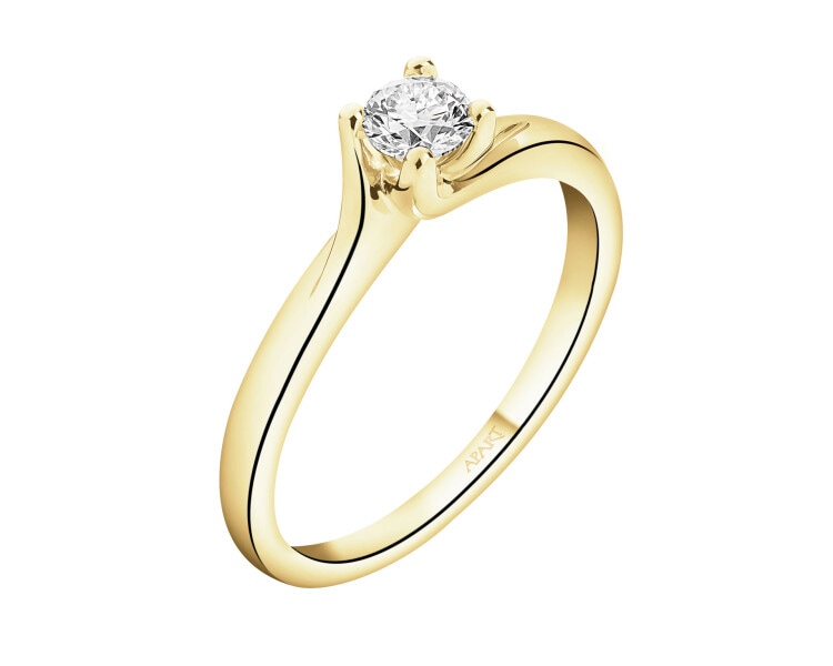14 K Yellow Gold Ring with Diamond - 0,22 ct - fineness 14 K