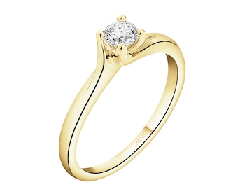 Pierścionek z żółtego złota z brylantem - 0,22 ct - próba 585