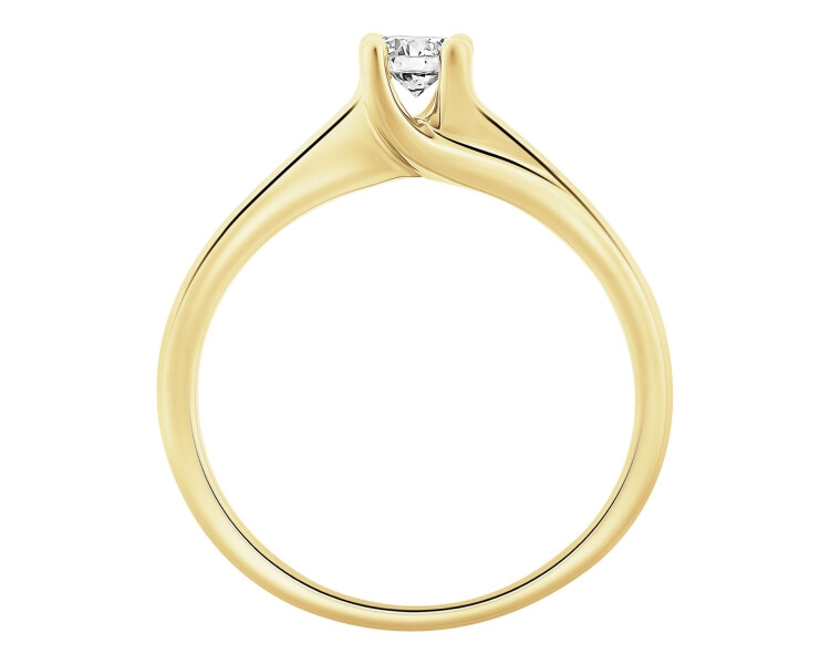 14 K Yellow Gold Ring with Diamond - 0,22 ct - fineness 14 K
