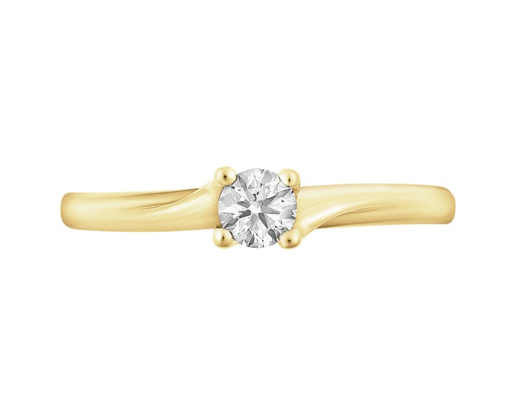 14 K Yellow Gold Ring with Diamond - 0,22 ct - fineness 14 K