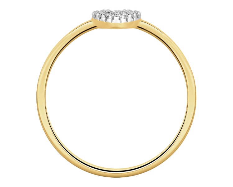 9 K Rhodium-Plated Yellow Gold Ring with Diamonds - 0,03 ct - fineness 9 K