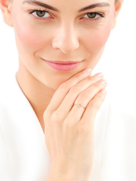 9 K Rhodium-Plated Yellow Gold Ring with Diamonds - 0,03 ct - fineness 9 K