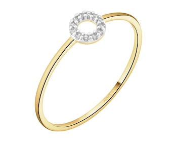 Pierścionek z żółtego złota z diamentami - koło - 0,02 ct - próba 375