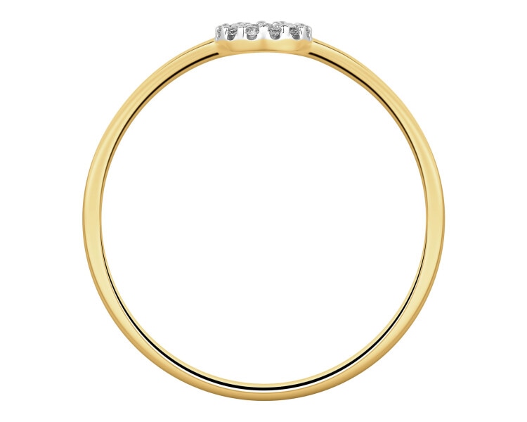 9 K Rhodium-Plated Yellow Gold Ring with Diamonds - 0,02 ct - fineness 9 K