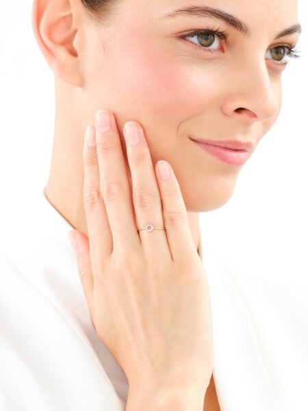 9 K Rhodium-Plated Yellow Gold Ring with Diamonds - 0,02 ct - fineness 9 K