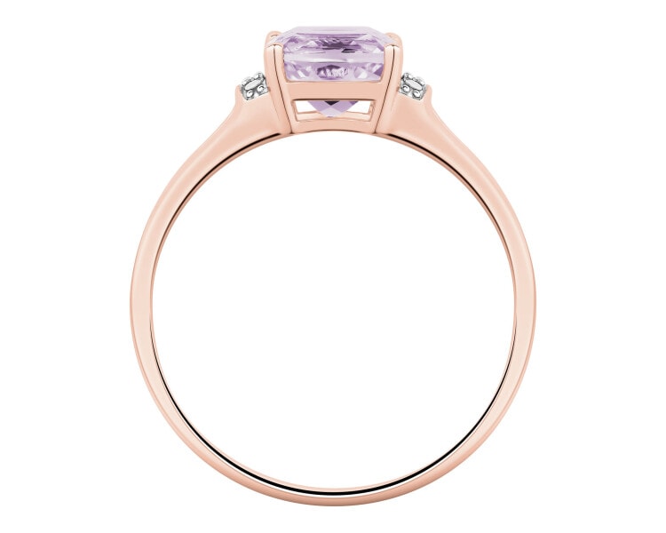 9 K Rhodium Plated Rose Gold Ring - fineness 9 K