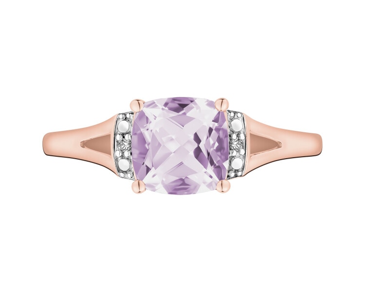 9 K Rhodium Plated Rose Gold Ring - fineness 9 K