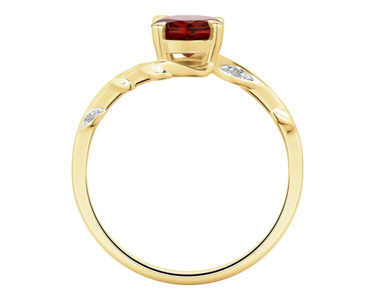 9 K Rhodium-Plated Yellow Gold Ring  - fineness 9 K