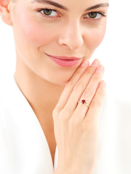 9 K Rhodium-Plated Yellow Gold Ring  - fineness 9 K