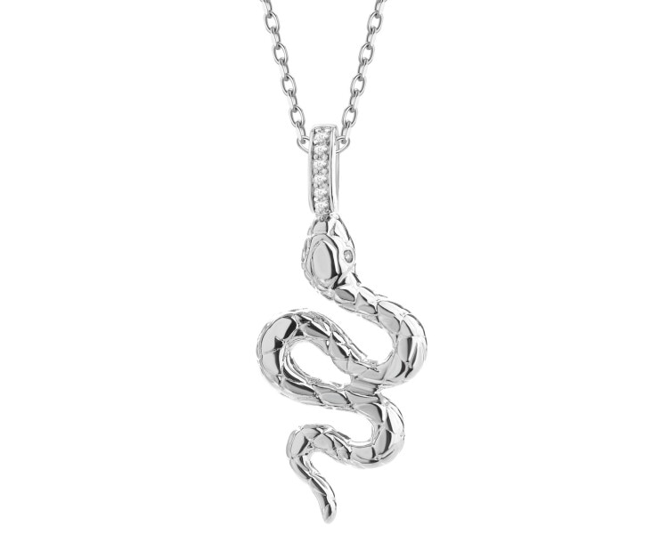 Rhodium Plated Silver Necklace with Cubic Zirconia