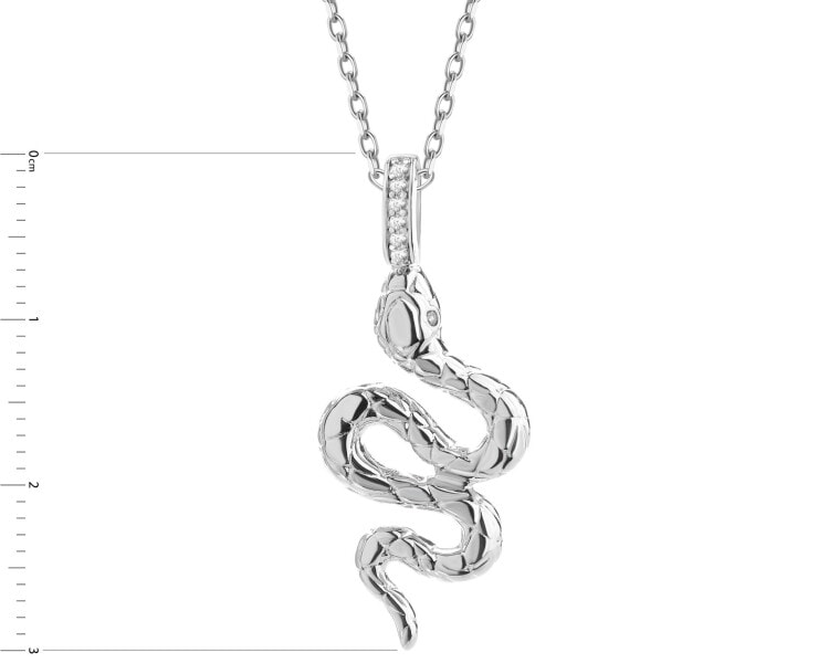 Rhodium Plated Silver Necklace with Cubic Zirconia