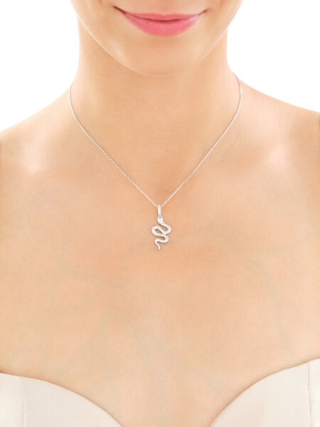 Rhodium Plated Silver Necklace with Cubic Zirconia