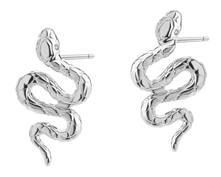 Rhodium Plated Silver Earrings with Cubic Zirconia