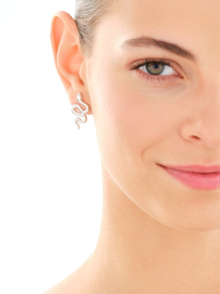 Rhodium Plated Silver Earrings with Cubic Zirconia