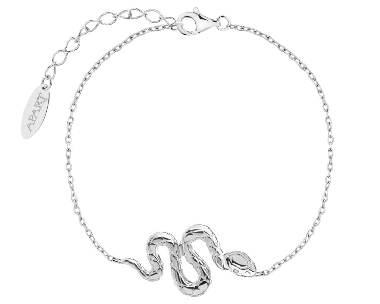 Bransoletka srebrna z cyrkoniami - wąż