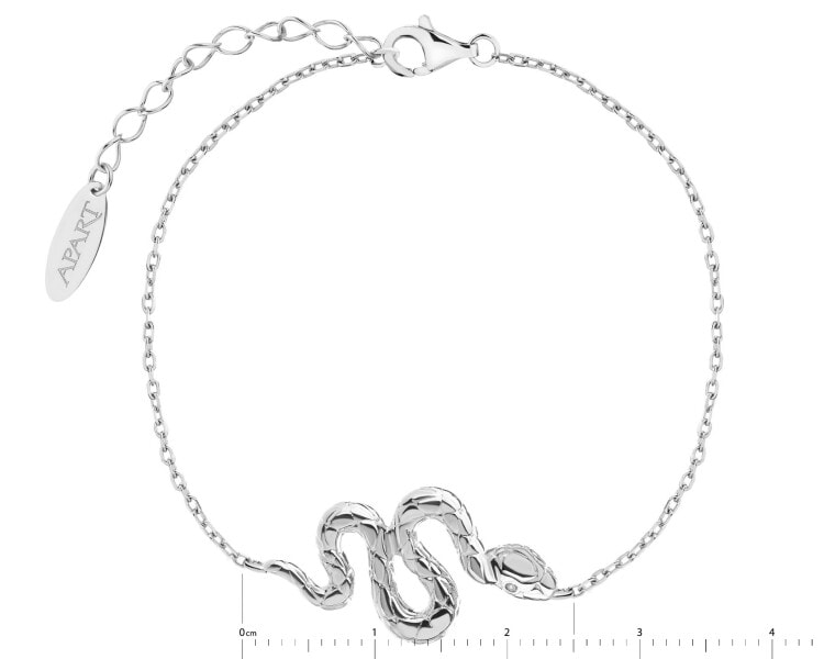 Bransoletka srebrna z cyrkoniami - wąż