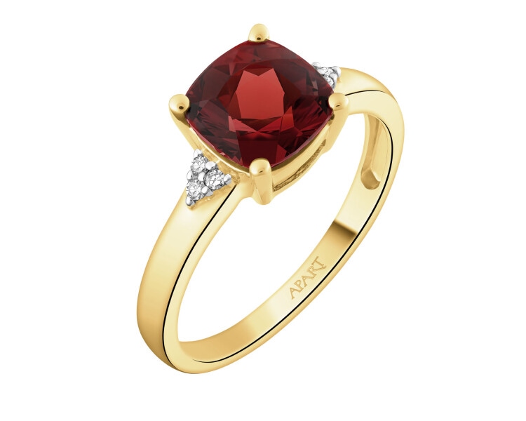 14 K Rhodium-Plated Yellow Gold Ring - fineness 14 K