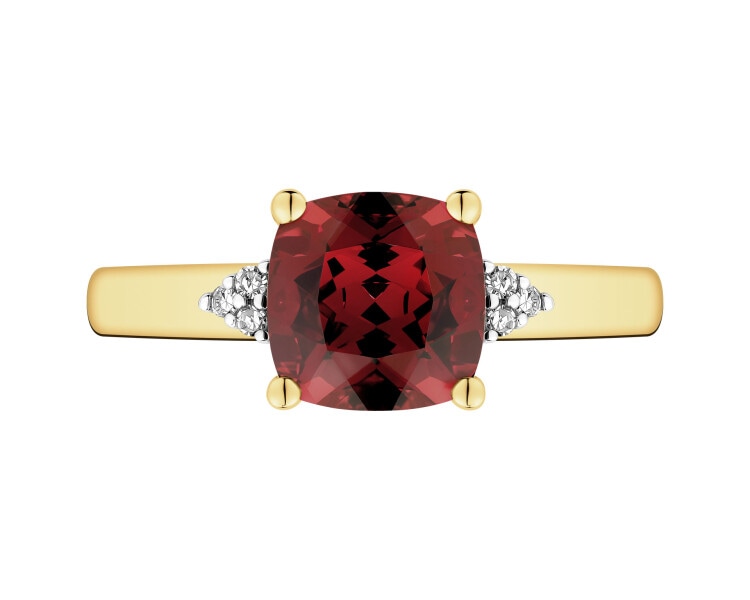 14 K Rhodium-Plated Yellow Gold Ring - fineness 14 K