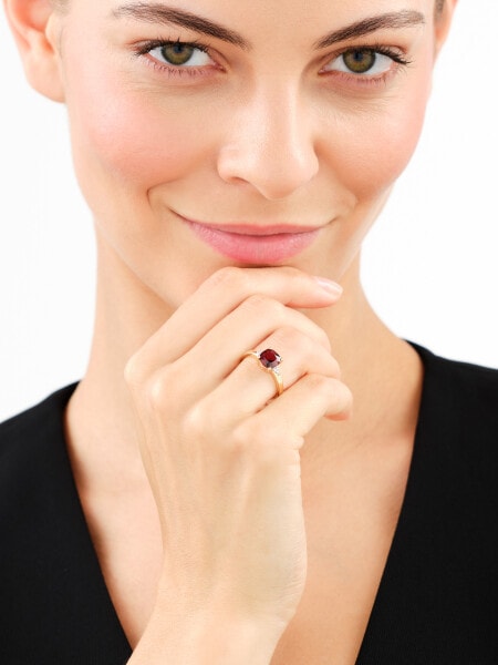 14 K Rhodium-Plated Yellow Gold Ring - fineness 14 K