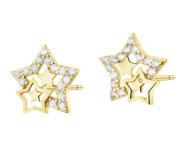 9 K Yellow Gold Earrings with Cubic Zirconia