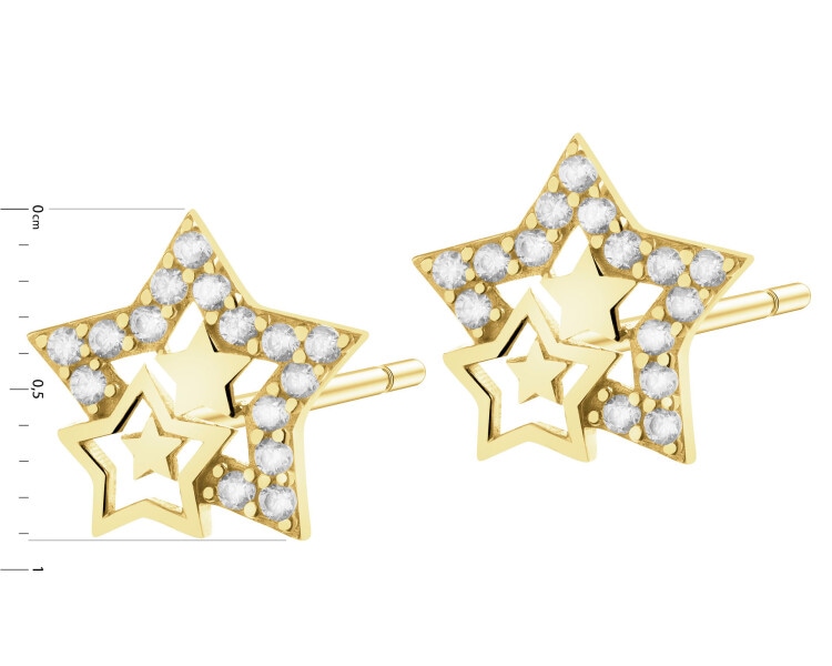 Złote kolczyki z cyrkoniami - gwiazdy