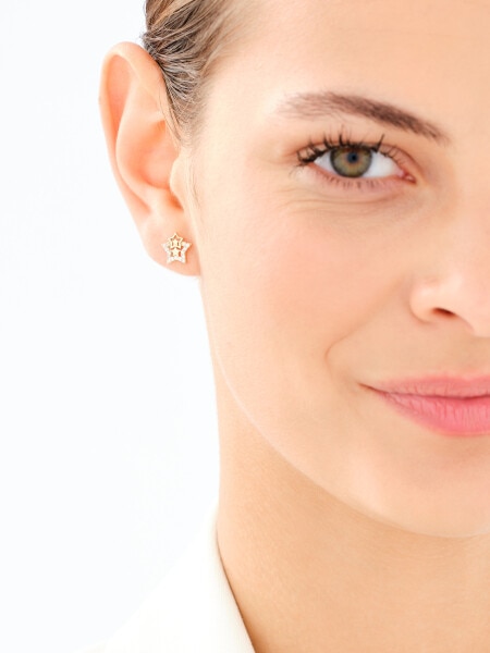 9 K Yellow Gold Earrings with Cubic Zirconia