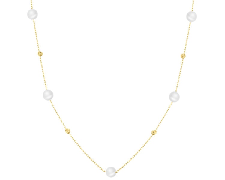 8 K Yellow Gold Necklace with Pearl