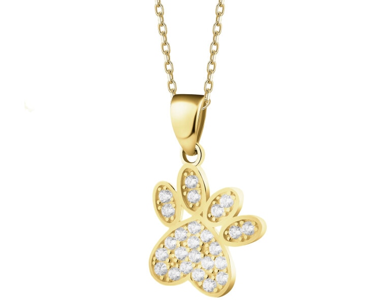 Złota zawieszka z cyrkoniami - łapka