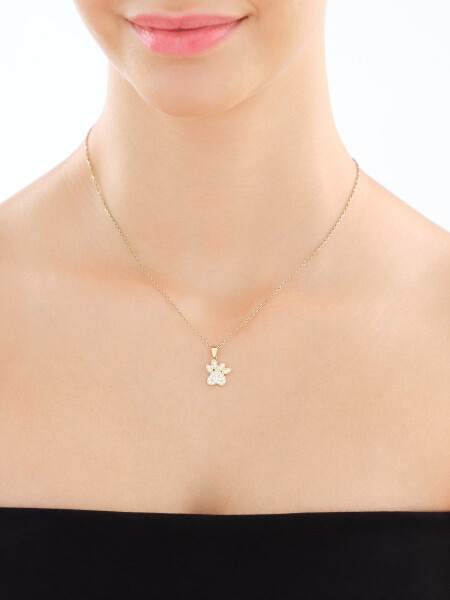 Złota zawieszka z cyrkoniami - łapka