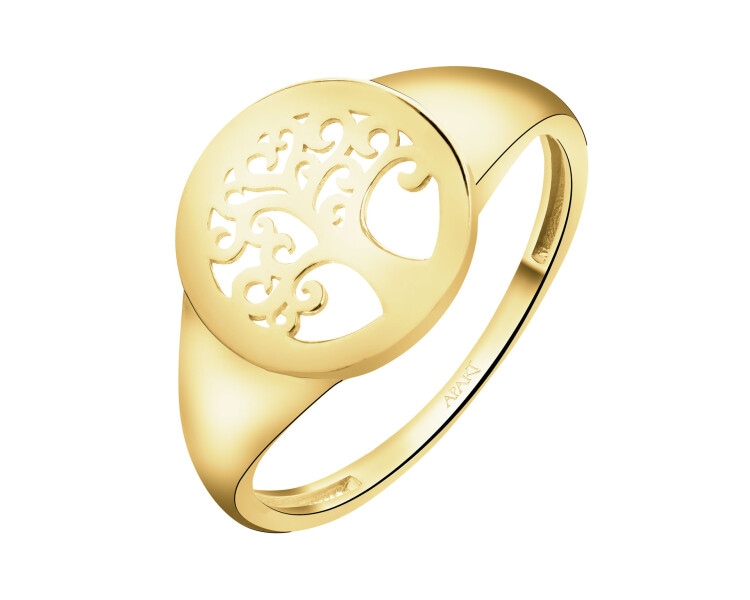 Złoty pierścionek - sygnet - drzewko