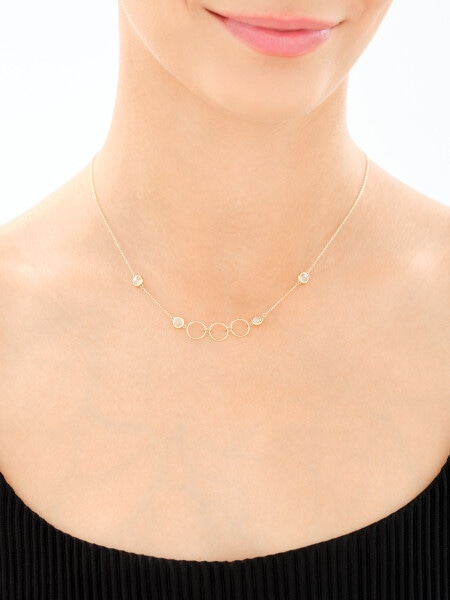 8 K Yellow Gold Necklace with Cubic Zirconia