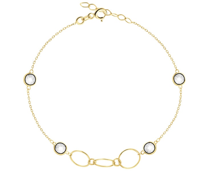 8 K Yellow Gold Bracelet with Cubic Zirconia