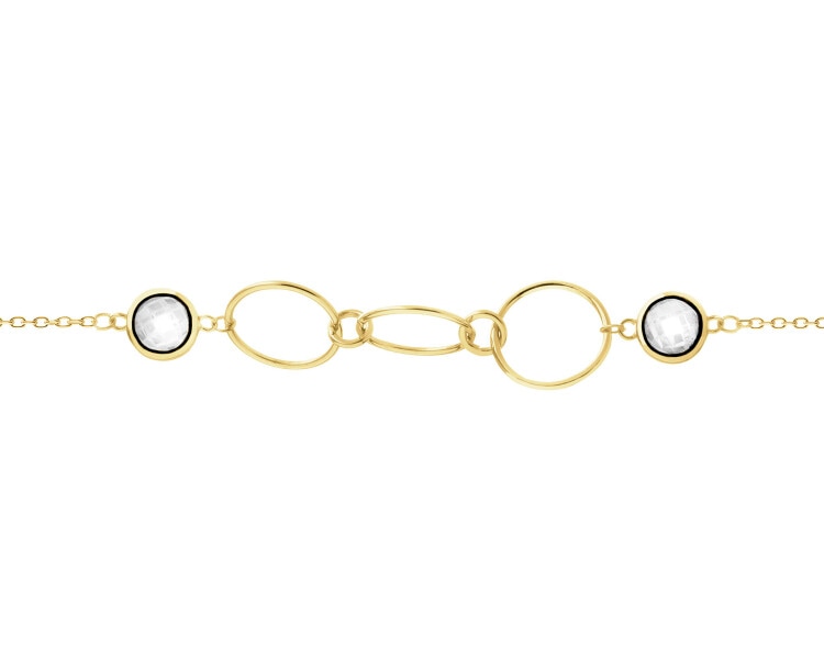 8 K Yellow Gold Bracelet with Cubic Zirconia
