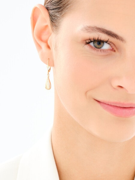 Złote kolczyki i zawieszka z cyrkoniami - komplet - łezki